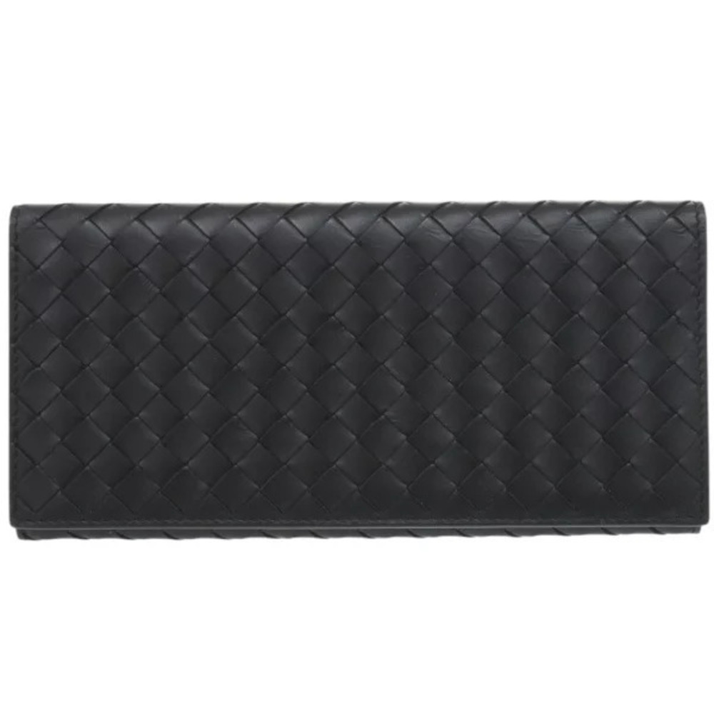 Bottega Veneta Intrecciato leather black long wallet billfold Bottega Veneta